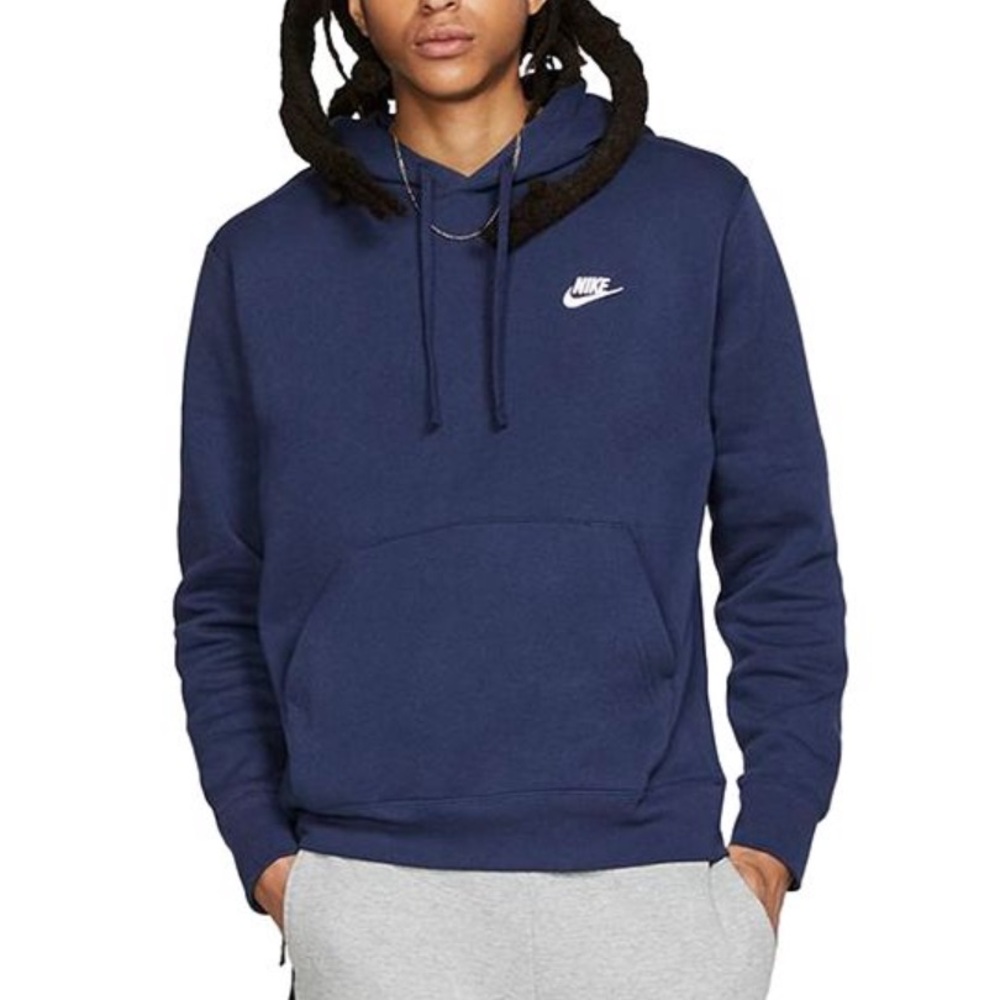 Nike Men's Sportswear Club Fleece Pullover Hoodie in Midnight Navy White